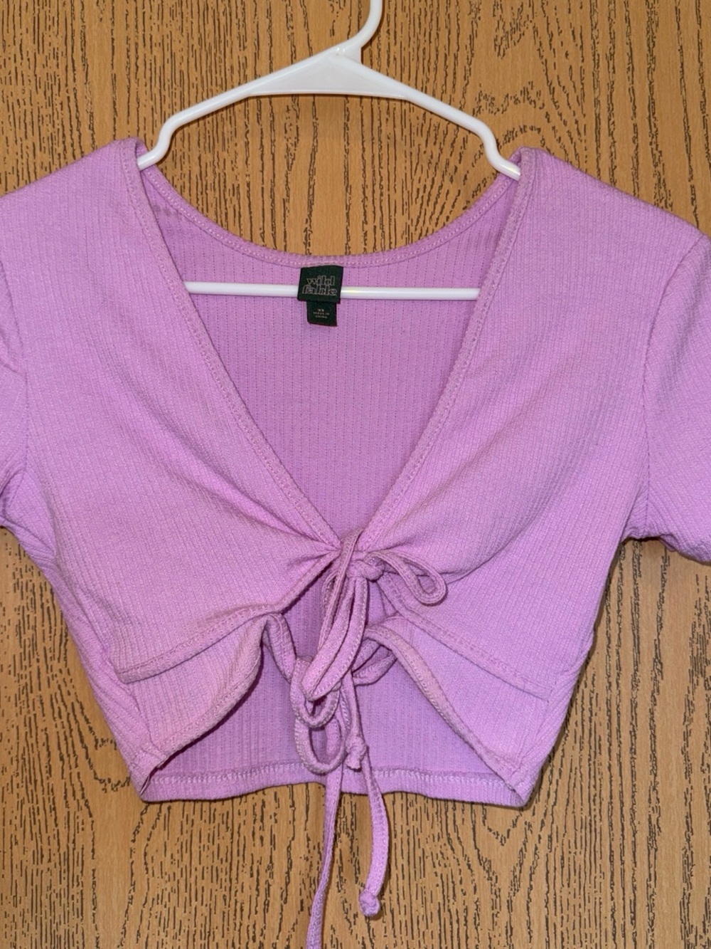 wild fable Lavender Tie-Front Ribbed Crop Top